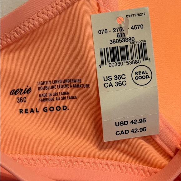 Aerie NEW Women's Coral Lightly Lined Underwire Bikini Top Size 36C - Picture 4 of 9